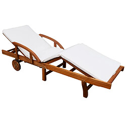 Helloshop26 Transat chaise longue bain de soleil lit de jardin terrasse meuble d'extérieur avec coussin bois d'acacia solide 02_0012350