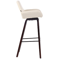 Avis Decoshop26 Tabouret de bar chaise haute x 1 avec repose-pieds design moderne en tissu crème pied en bois couleur noyer 10_0005283