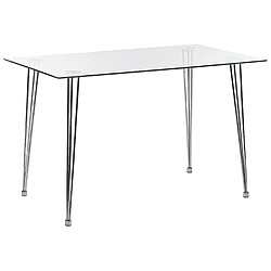 Beliani Table de repas Winston 120 cm verre argenté