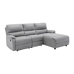 Acheter Vente-Unique Canapé d'angle relax électrique en tissu LUNANO - Gris clair - Angle droit