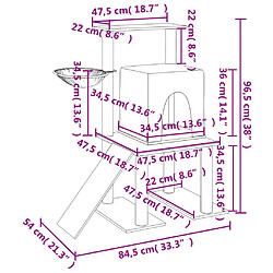 Helloshop26 Arbre à chat meuble tour grimper jouet grattage grattoir escalade plateforme avec griffoirs en sisal 96,5 cm crème 02_0022537 pas cher