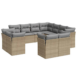 Maison Chic Salon de jardin 11 pcs avec coussins | Ensemble de Table et chaises | Mobilier d'Extérieur beige résine tressée -GKD31564