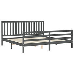 Maison Chic Lit adulte - Cadre Structure de lit avec tête de lit Contemporain gris 200x200 cm bois massif -MN16046 pas cher