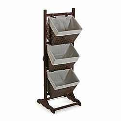 Etagère de salle de bains Versa Brun foncé 3 Paniers Marron Multicouleur Coton Bois Rotin 35 x 102 x 35 cm