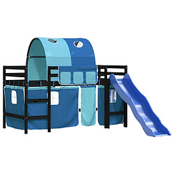 Acheter Vidaxl Lit mezzanine enfants et tunnel bleu 90x200cm bois pin massif