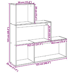 vidaXL Étagère séparatrice de pièce à 3 niveaux blanc 123x29x123 cm pas cher