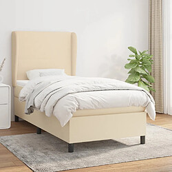 Maison Chic Lit adulte- Lit + matelas,Sommier à lattes de lit et matelas Crème 90x190 cm Tissu -GKD14281