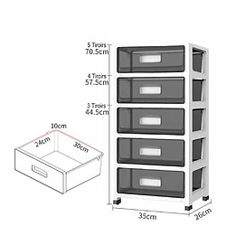 Acheter WeValley Tour de rangement - Noir transparent et Blanc - sur roulettes, 5 tiroirs