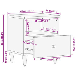 vidaXL Tables de chevet 2 pcs 40x33x46 cm Bois de manguier solide pas cher