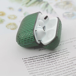 Coque en PU peau de serpent avec crochet anti-perte vert pour votre Apple AirPods Pro