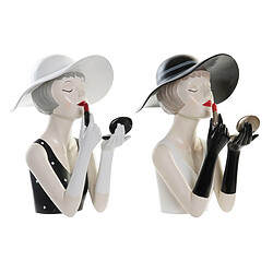 Figurine Décorative DKD Home Decor Noir Blanc Résine Fashion Girls (26,5 x 20 x 30,5 cm) (2 Unités)