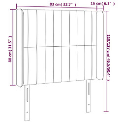 Avis vidaXL Tête de lit avec oreilles Marron foncé 83x16x118/128 cm Tissu