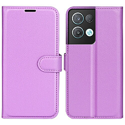 Etui en PU texture litchi, anti-écaillage avec support pour votre Oppo Reno8 Pro + 5G/Reno8 Pro 5G (Global Version) - violet