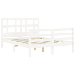 Maison Chic Cadre/structure de lit avec tête de lit pour adulte - Lit Moderne Chambre blanc petit double bois massif -MN16207 pas cher