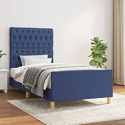 Maison Chic Lit adulte - Cadre Structure de lit avec tête de lit Contemporain Bleu 90x190 cm Tissu -MN75728