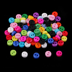 Bouton rond en résine 2 trous couleur bonbon 100pcs pour coudre scrapbook 6mm