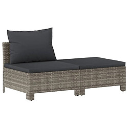 vidaXL Salon de jardin 8 pcs avec coussins Gris Résine tressée pas cher