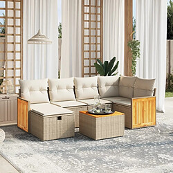 Maison Chic Salon de jardin avec coussins 7 pcs, Ensemble Tables et chaises de jardin, beige résine tressée -GKD923386