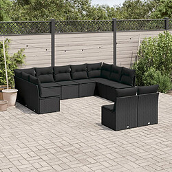 Maison Chic Salon de jardin 11 pcs avec coussins | Ensemble de Table et chaises | Mobilier d'Extérieur noir résine tressée -GKD81049