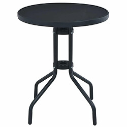 Maison Chic Table de jardin | Table d'extérieur Noir 60 cm Acier et verre -GKD39754