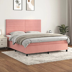 Maison Chic Lit Adulte - Lit simple Lit à sommier tapissier avec matelas moelleux - Meuble de Chambre - Rose 160x200 cm Velours -MN65875