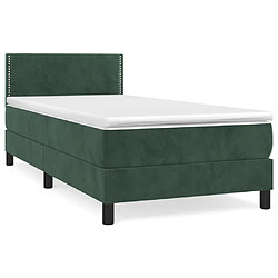 Maison Chic Structures de lit + matelas,Lit à sommier tapissier avec matelas Vert foncé 90x190 cm -MN12573