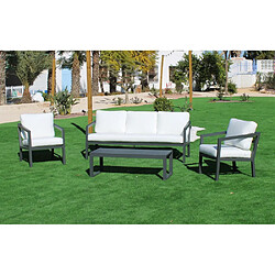 HEVEA Salon de jardin détente luxe anthracite Acapulco Canapé 3 places + 2 fauteuils.