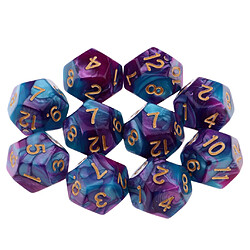 Acheter Polyéthylène dés multi-face dés D12 pour D u0026 D Table de jeu TRPG violet + bleu