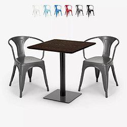 Ahd Amazing Home Design ensemble 2 chaises style et table horeca 70x70cm bar restaurants starter - Gris foncé 