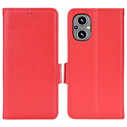 Etui en PU texture litchi, antichoc, fermeture magnétique avec support, rouge pour votre OnePlus Nord N20 5G