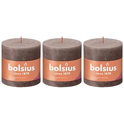 Bolsius Bougies pilier rustiques Shine 3 pcs 100x100 mm Taupe rustique