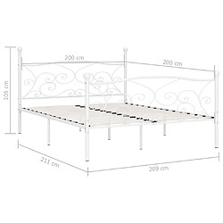 Maison Chic Lit adulte - Lit simple Cadre de lit,Structure du lit Contemporain et sommier à lattes Blanc Métal 200 x 200 cm -MN20320 pas cher