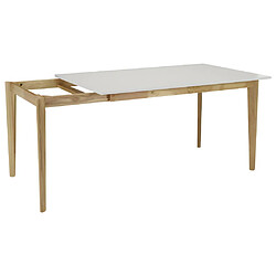 Avis Vente-Unique Table à manger extensible CARINE - 6 à 8 personnes - Hévéa massif et MDF - Blanc