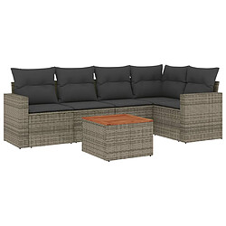 vidaXL Salon de jardin 6 pcs avec coussins gris résine tressée