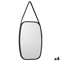 Gift Decor Miroir mural Noir Verre Cuir Synthétique 43 x 65 x 3 cm (4 Unités)