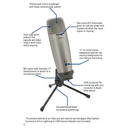 Universal Microphone à condensateur de studio USB, surveillance en temps réel Microphone à condensateur de grand diaphragme Diffusion | Microphone à condenseur de studio | Microphone à condenseur de studio pas cher