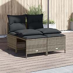 vidaXL Salon de jardin 4 pcs avec coussins gris résine tressée