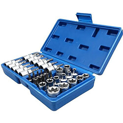 Coffret 34 Pcs Douilles et Embouts Torx Femelle et Mâle Bleu