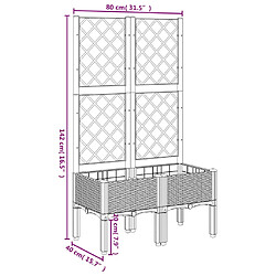 vidaXL Jardinière avec treillis gris clair 80x40x142 cm PP pas cher