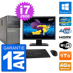 PC Tour Dell 390 MT Ecran 27" i7-2600 RAM 4Go Disque 1To HDMI Windows 10 Wifi - Occasion