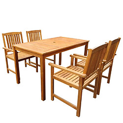 Maison Chic Mobilier à dîner 5 pcs de jardin - Ensemble table et chaises d'extérieur - Salon/Mobilier de jardin classique Bois d'acacia solide -MN90961