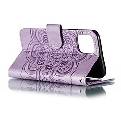 Wewoo Coque Etui à rabat en cuir Mandala avec motif gaufrage pour iPhone 11 Pro support et logements cartes portefeuille et cadre photo et lanière violet pas cher