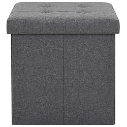 Acheter vidaXL Tabouret de rangement pliable Gris foncé Faux lin