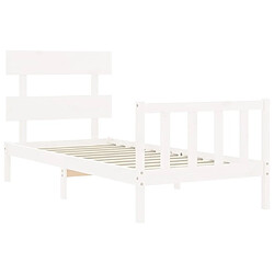 Maison Chic Cadre/structure de lit avec tête de lit pour adulte - Lit Moderne Chambre blanc simple bois massif -MN64977 pas cher