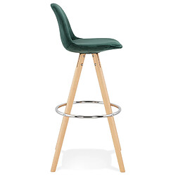 Avis Alterego Tabouret de bar 'SPIRIT' en velours vert et pieds en bois naturel