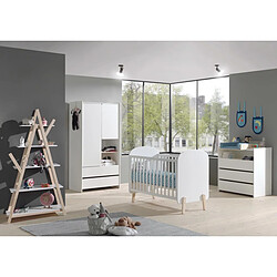 Vipack KIDDY Lit bébé + Commode + Plan à langer + Armoire 2 portes + bibliothèque design