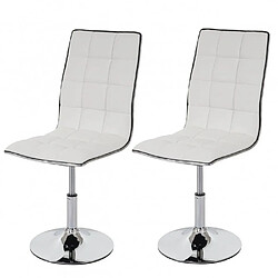 Decoshop26 Lot de 2 chaises de salle à manger hauteur réglable en synthétique blanc CDS04078 