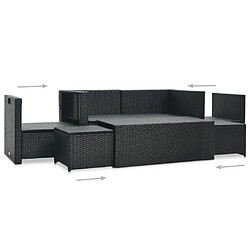 Avis vidaXL Salon de jardin 6 pcs avec coussins résine tressée noir