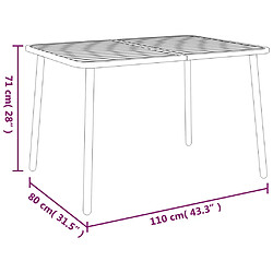 vidaXL Table de jardin anthracite 110x80x71 cm acier pas cher