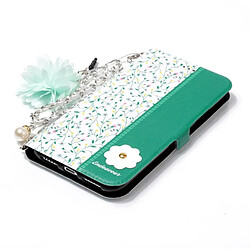 Wewoo Coque pour iPhone X Orchidée Fleur Motif Horizontal Flip Housse en cuir avec Titulaire & Fentes cartes & Perle Ornement & Chaîne pas cher